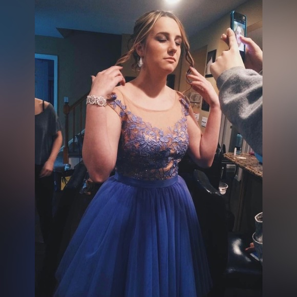 Sherri Hill Short purple flower dress size 8 - Picture 4 of 8